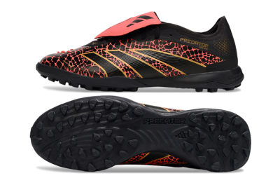 Adidas Predator Laceless Foldover Tongue TF Artificial Turf Soccer Shoes - Black/Red/Gold