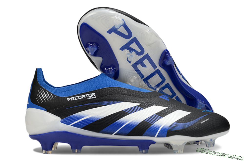 Adidas Predator 25 Elite Laceless FG Firm Ground Soccer Cleats - Black/White/Blue 1