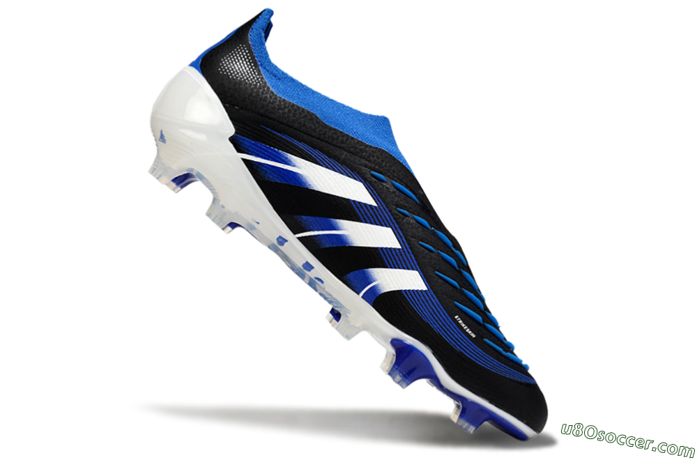 Adidas Predator 25 Elite Laceless FG Firm Ground Soccer Cleats - Black/White/Blue 4