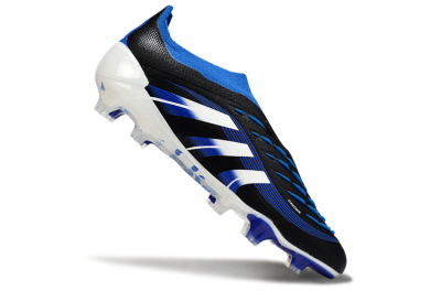 Adidas Predator 25 Elite Laceless FG Firm Ground Soccer Cleats - Black/White/Blue