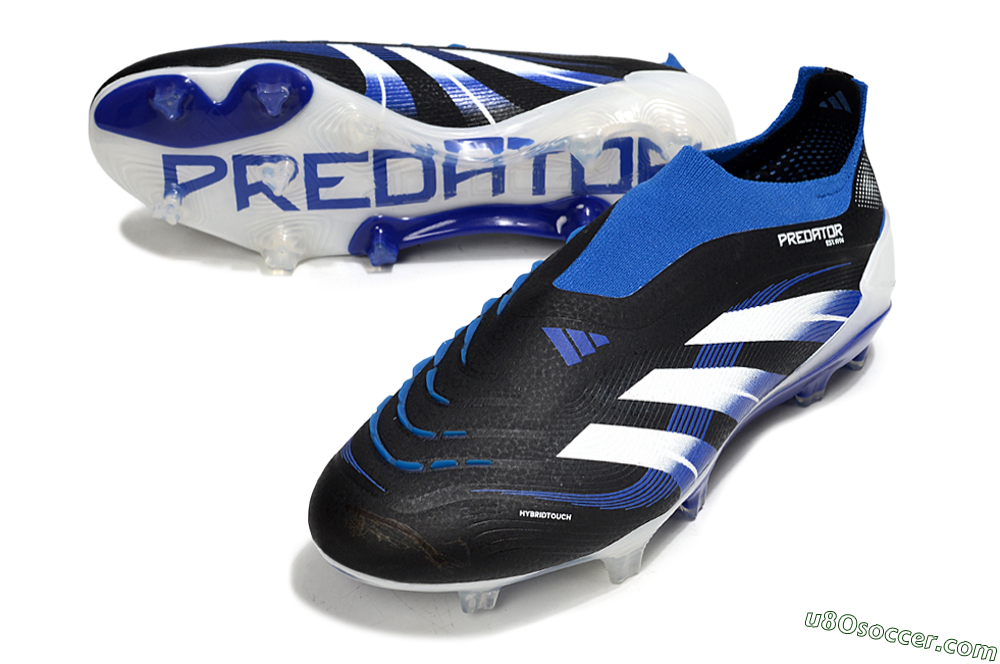 Adidas Predator 25 Elite Laceless FG Firm Ground Soccer Cleats - Black/White/Blue 3