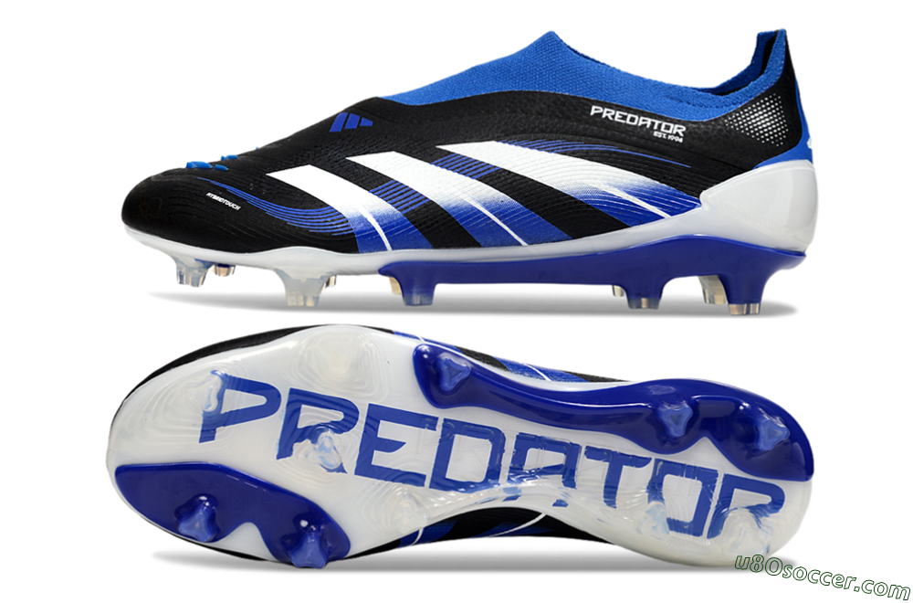 Adidas Predator 25 Elite Laceless FG Firm Ground Soccer Cleats - Black/White/Blue 0