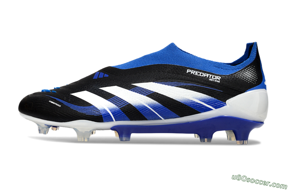 Adidas Predator 25 Elite Laceless FG Firm Ground Soccer Cleats - Black/White/Blue 2