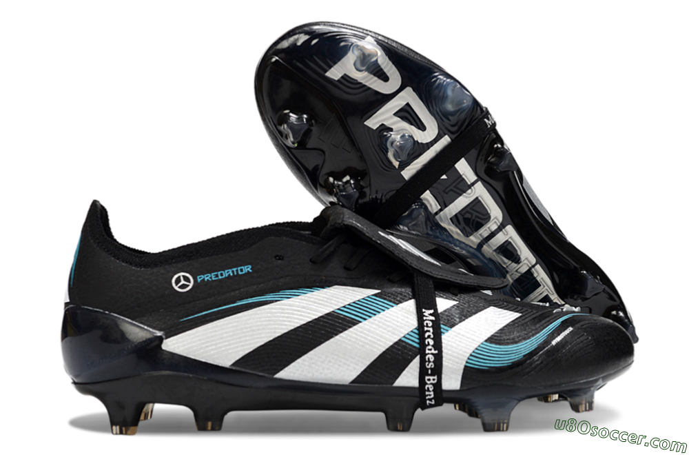 Adidas Predator 25 Elite Foldover Tongue FG Firm Ground Soccer Cleats - Black/White/Jade 1