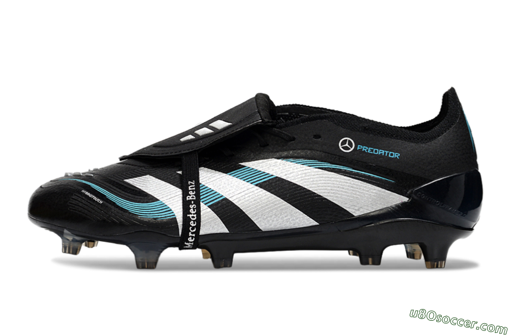 Adidas Predator 25 Elite Foldover Tongue FG Firm Ground Soccer Cleats - Black/White/Jade 2