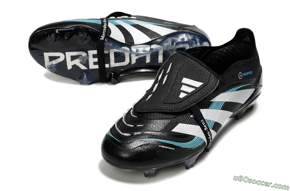 Adidas Predator 25 Elite Foldover Tongue FG Firm Ground Soccer Cleats - Black/White/Jade 3