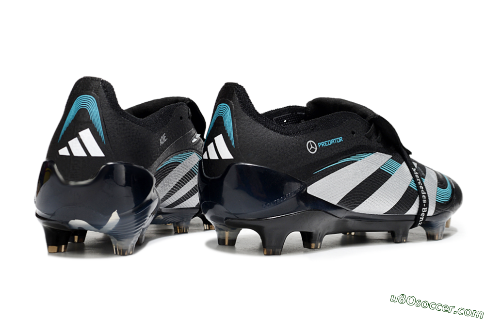 Adidas Predator 25 Elite Foldover Tongue FG Firm Ground Soccer Cleats - Black/White/Jade 6