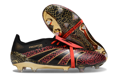 Adidas Predator 25 Elite Foldover Tongue FG Firm Ground Soccer Cleats - Black/Red/Gold