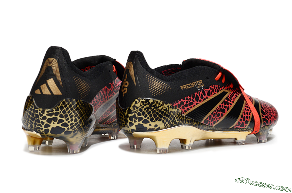 Adidas Predator 25 Elite Foldover Tongue FG Firm Ground Soccer Cleats - Black/Red/Gold 6