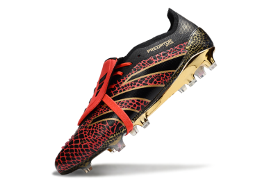 Adidas Predator 25 Elite Foldover Tongue FG Firm Ground Soccer Cleats - Black/Red/Gold