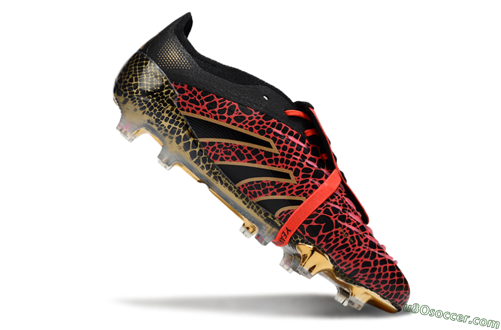 Adidas Predator 25 Elite Foldover Tongue FG Firm Ground Soccer Cleats - Black/Red/Gold 4