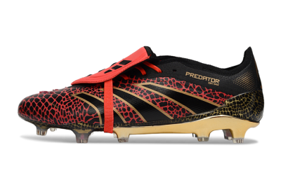 Adidas Predator 25 Elite Foldover Tongue FG Firm Ground Soccer Cleats - Black/Red/Gold
