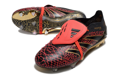 Adidas Predator 25 Elite Foldover Tongue FG Firm Ground Soccer Cleats - Black/Red/Gold