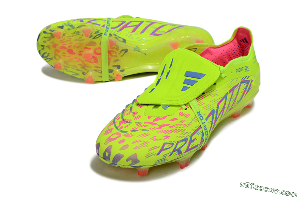 Adidas Predator 25 Elite Foldover Tongue FG Firm Ground Soccer Cleats - Yellow/Blue/Red 3