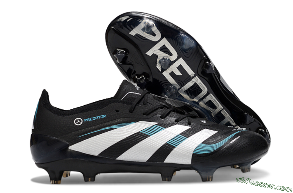 Adidas Predator 25 Elite FG Firm Ground Soccer Cleats - Black/White/Jade 1