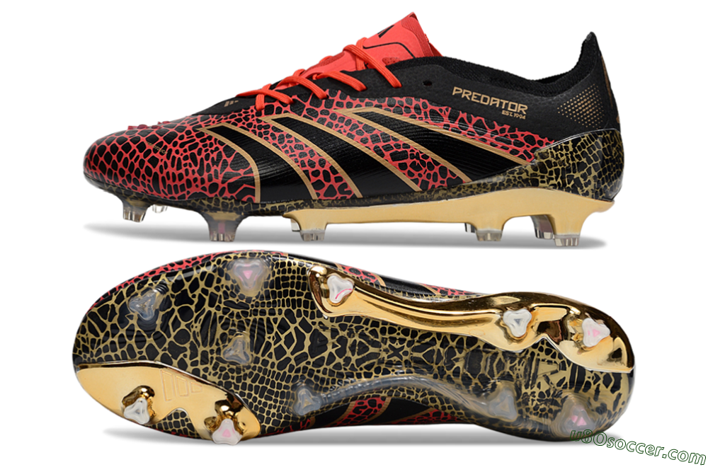 Adidas Predator 25 Elite FG Firm Ground Soccer Cleats - Black/Red/Gold 0