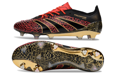 Adidas Predator 25 Elite FG Firm Ground Soccer Cleats - Black/Red/Gold