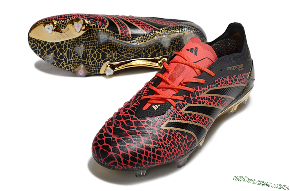 Adidas Predator 25 Elite FG Firm Ground Soccer Cleats - Black/Red/Gold 3