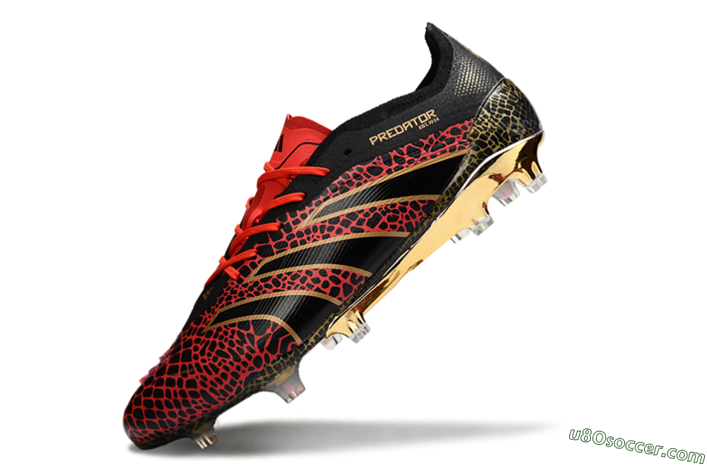 Adidas Predator 25 Elite FG Firm Ground Soccer Cleats - Black/Red/Gold 5