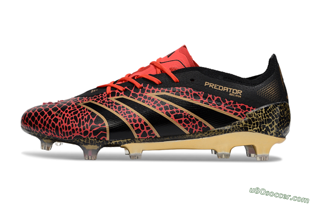 Adidas Predator 25 Elite FG Firm Ground Soccer Cleats - Black/Red/Gold 2