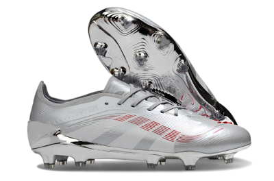 Adidas Predator 25 Elite FG Firm Ground Soccer Cleats - Silver/Red