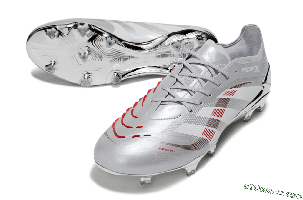 Adidas Predator 25 Elite FG Firm Ground Soccer Cleats - Silver/Red 3