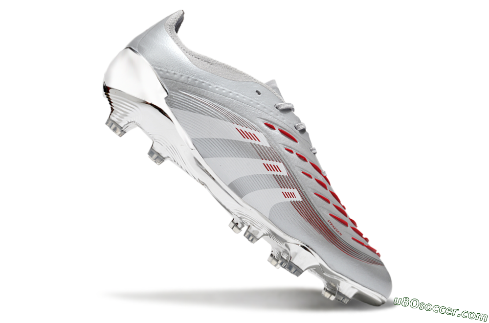 Adidas Predator 25 Elite FG Firm Ground Soccer Cleats - Silver/Red 4