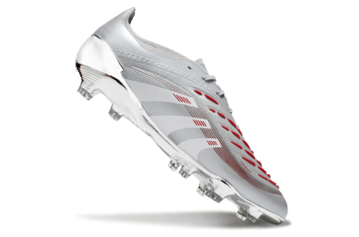 Adidas Predator 25 Elite FG Firm Ground Soccer Cleats - Silver/Red