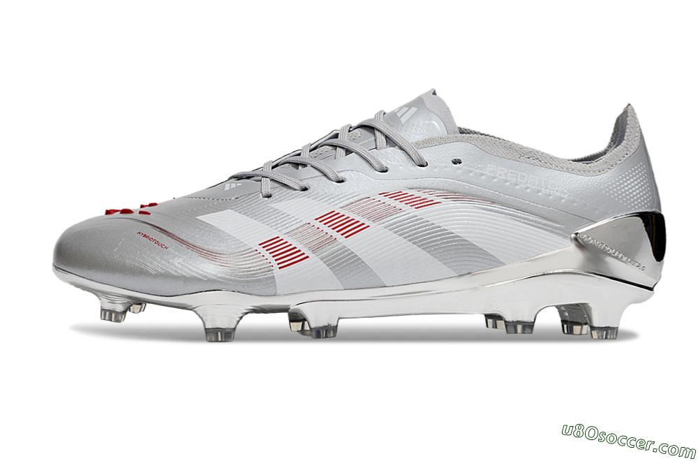 Adidas Predator 25 Elite FG Firm Ground Soccer Cleats - Silver/Red 2