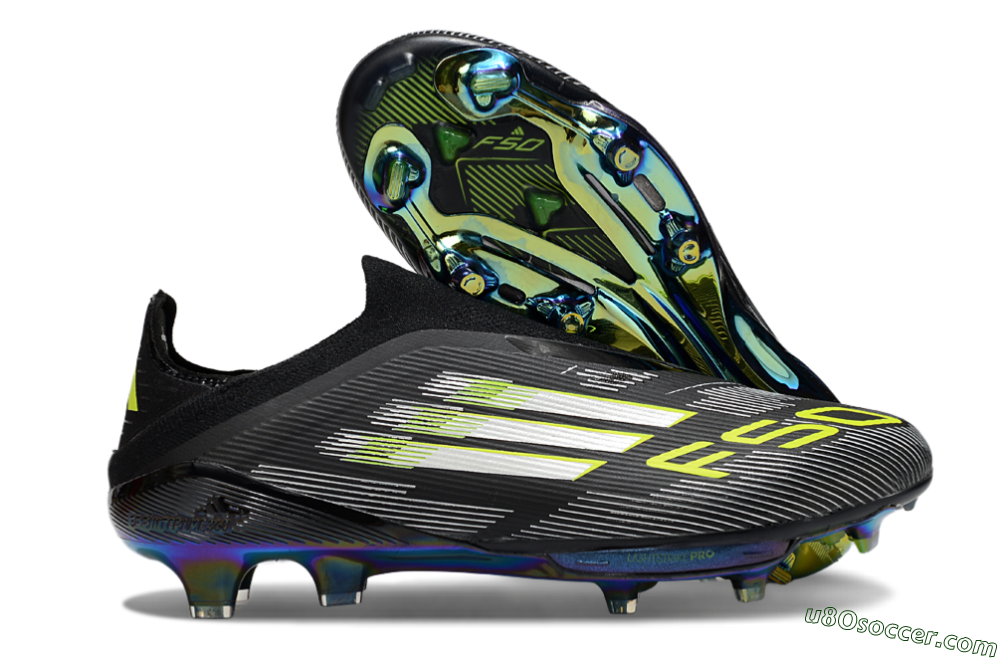 Adidas F50+ Elite Lightstrike Pro Laceless FG Firm Ground Soccer Cleats - Black/Silver/Gold 1