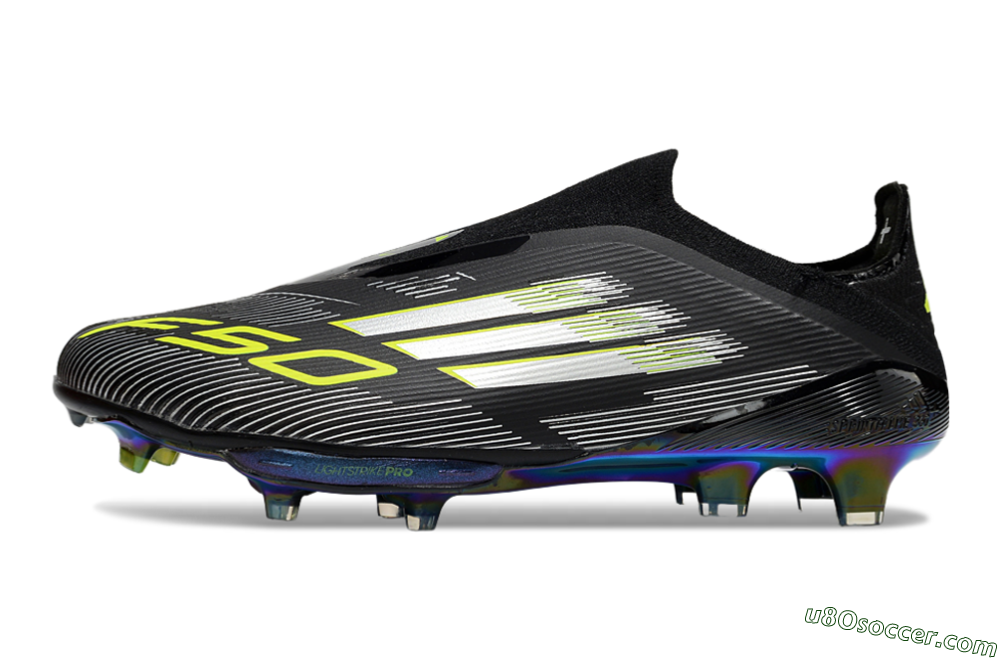 Adidas F50+ Elite Lightstrike Pro Laceless FG Firm Ground Soccer Cleats - Black/Silver/Gold 2