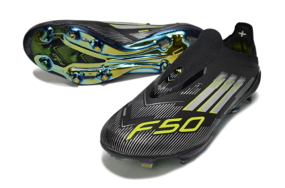 Adidas F50+ Elite Lightstrike Pro Laceless FG Firm Ground Soccer Cleats - Black/Silver/Gold