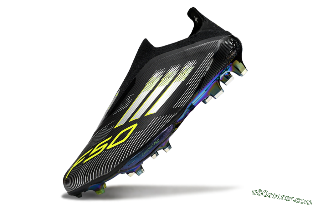 Adidas F50+ Elite Lightstrike Pro Laceless FG Firm Ground Soccer Cleats - Black/Silver/Gold 5