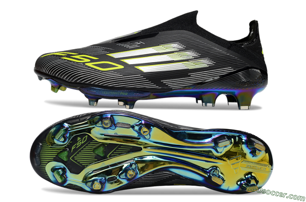 Adidas F50+ Elite Lightstrike Pro Laceless FG Firm Ground Soccer Cleats - Black/Silver/Gold 0