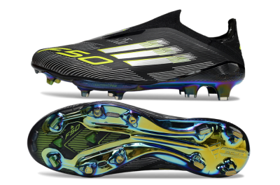 Adidas F50+ Elite Lightstrike Pro Laceless FG Firm Ground Soccer Cleats - Black/Silver/Gold