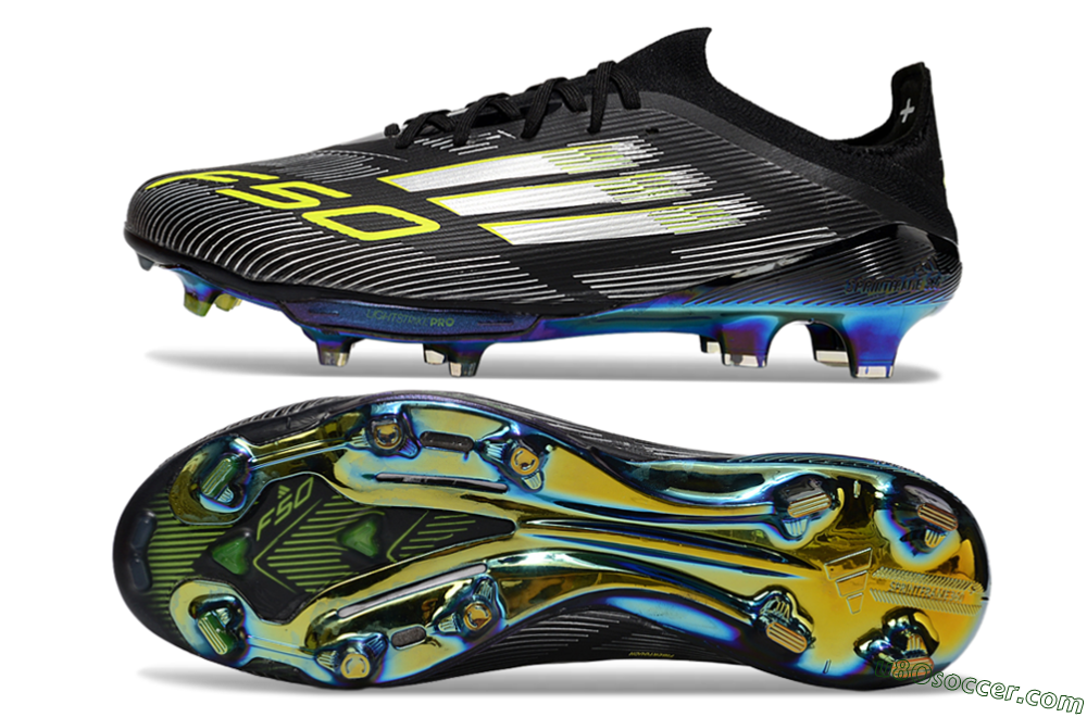 Adidas F50+ Elite Lightstrike Pro FG Firm Ground Soccer Cleats - Black/Silver/Gold 0