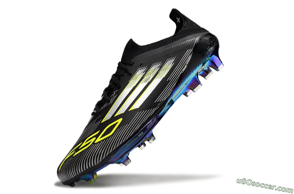 Adidas F50+ Elite Lightstrike Pro FG Firm Ground Soccer Cleats - Black/Silver/Gold 5
