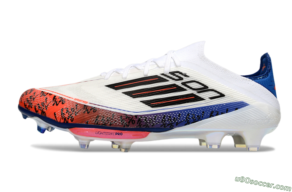 Son x Adidas F50+ Elite Lightstrike Pro FG Firm Ground Soccer Cleats - White/Black/Blue 1