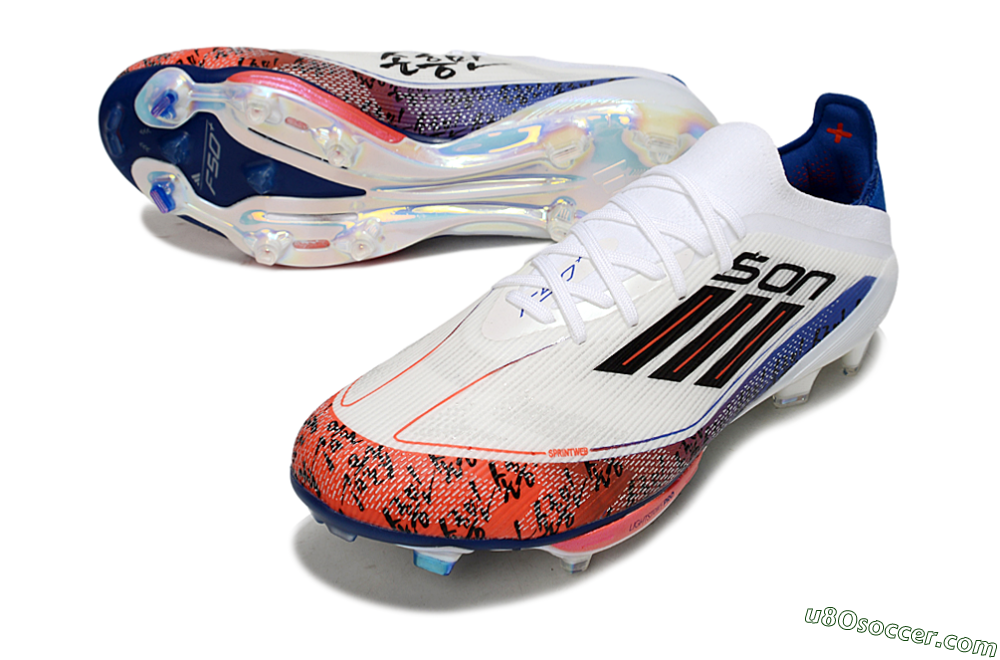 Son x Adidas F50+ Elite Lightstrike Pro FG Firm Ground Soccer Cleats - White/Black/Blue 2