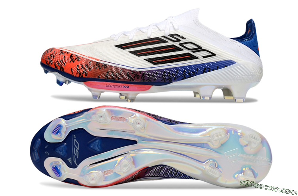 Son x Adidas F50+ Elite Lightstrike Pro FG Firm Ground Soccer Cleats - White/Black/Blue 0