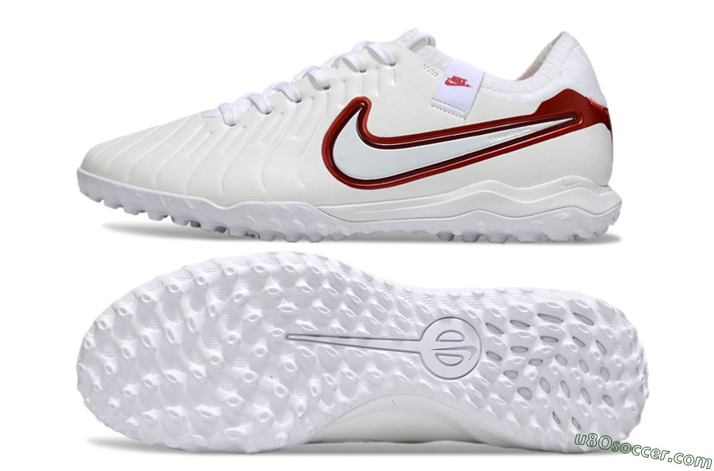 Nike Tiempo Legend 10 Pro TF Artificial Turf Soccer Shoes - White/Red 0