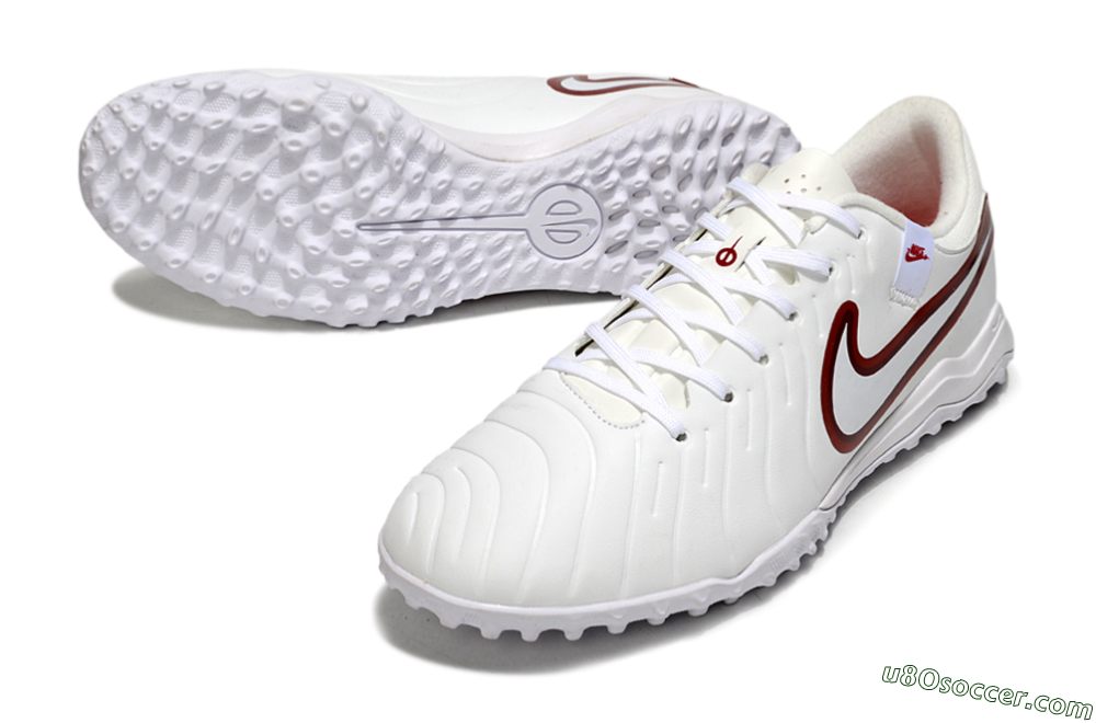Nike Tiempo Legend 10 Academy TF Artificial Turf Soccer Shoes - White/Red 3