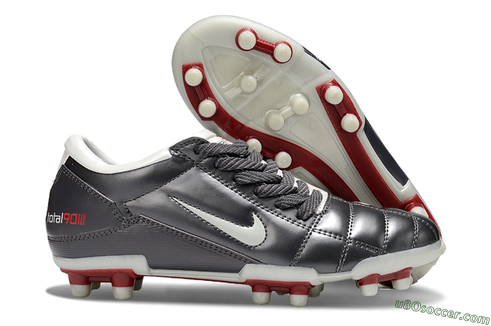 Nike Total 90 III FG Firm Ground Soccer Cleats - Grey/White/Red 1