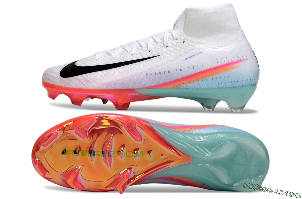 Nike Air Zoom Mercurial Superfly 10 Elite FG Firm Ground Soccer Cleats - White/Black/Red 0