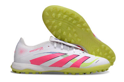 Adidas Predator 25 Elite Foldover Tongue TF Artificial Turf Soccer Shoes - White/Pink/Yellow