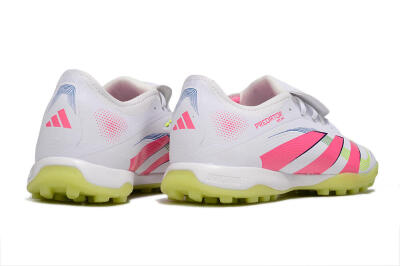 Adidas Predator 25 Elite Foldover Tongue TF Artificial Turf Soccer Shoes - White/Pink/Yellow