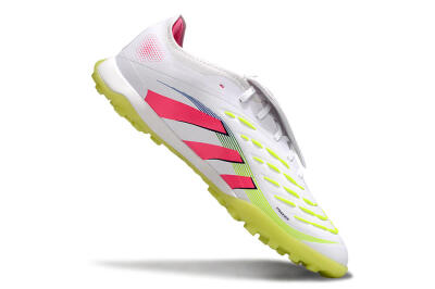 Adidas Predator 25 Elite Foldover Tongue TF Artificial Turf Soccer Shoes - White/Pink/Yellow