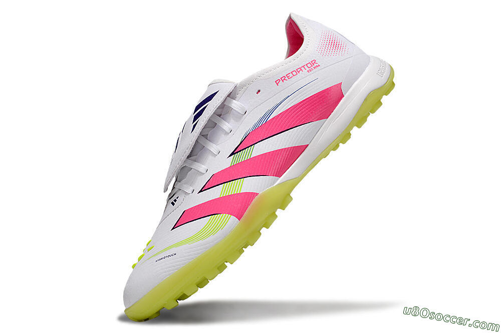 Adidas Predator 25 Elite Foldover Tongue TF Artificial Turf Soccer Shoes - White/Pink/Yellow 5