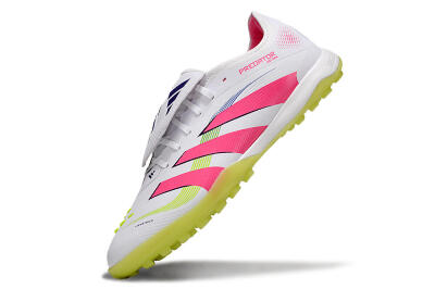 Adidas Predator 25 Elite Foldover Tongue TF Artificial Turf Soccer Shoes - White/Pink/Yellow