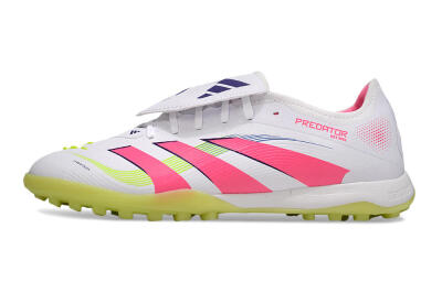 Adidas Predator 25 Elite Foldover Tongue TF Artificial Turf Soccer Shoes - White/Pink/Yellow